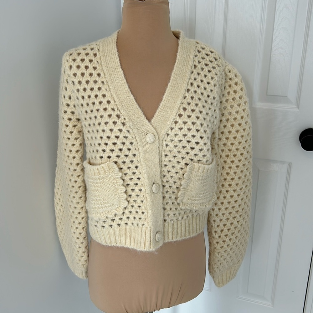 English Factory Cream Open Knit Cardigan